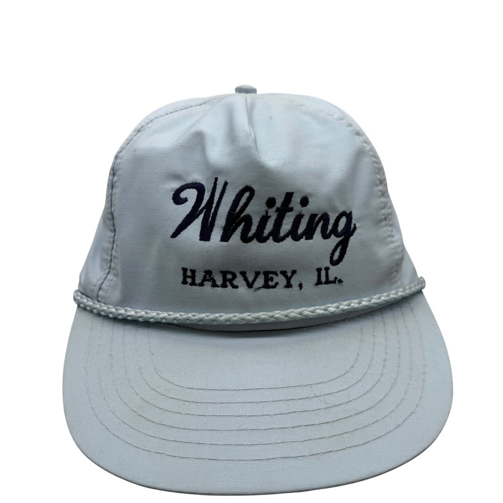 Vtg Designer Award Whiting Harvey IL Snapback Hat Light Blue‎ Rope Trucker Cap